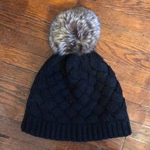 J Crew Faux Fur Pom Pom Beanie
